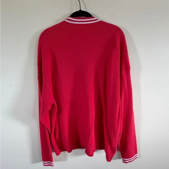 ALO Yoga Red V-Neck Cardigan tennis club v-neck large - Picture 4 of 7